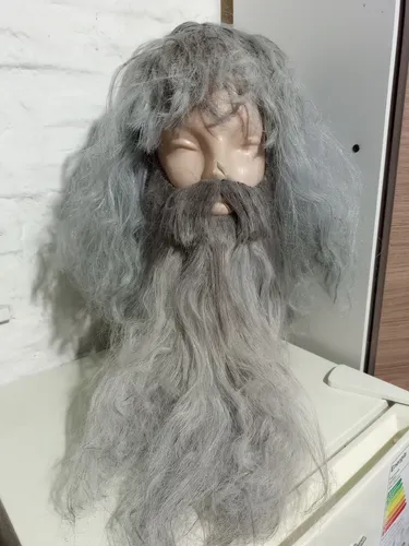 Peluca Y Barba Gris Matizada 40 Cm Cotillon La Parti Wigs