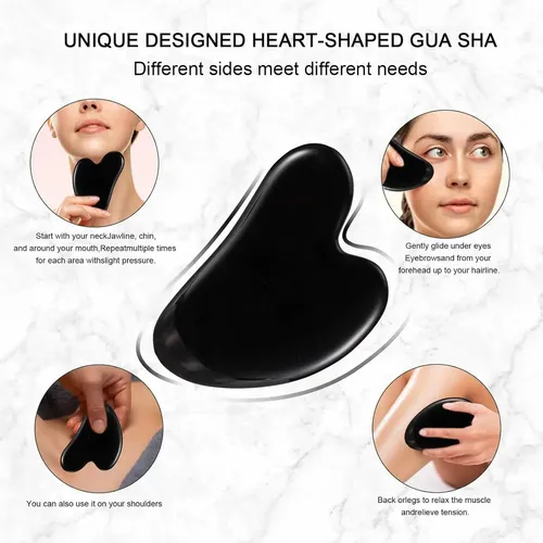 Rodillo Facial De Jade Negro Obsidiana Guasha Piedra Masaje