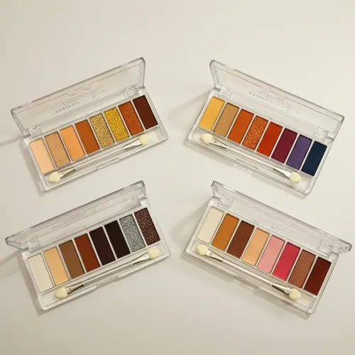 Set X 4 Paletas Sombras Ojos Matte Glitter Brillante Skora