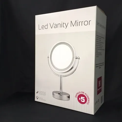 Espejo Cromado Iluminado Por 36 Leds – Aumento X5 – 20.32cm Cromado