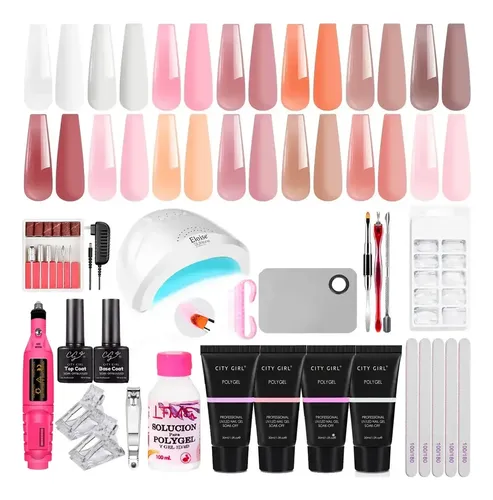 Kit Polygel Completo Esmaltado Semipermanente Cabina Torno