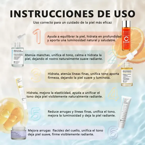 Weud Skincare Antiedad Firmeza Hidratante Rostro Cuello 6pzs