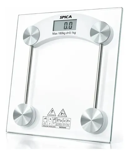 Balanza De Baño Vidrio Pantalla Digital 180kg Spica BA-100 Cuadrada Color Trasparente