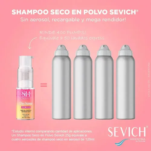 Shampoo Sevich 25g Seco Polvo Pelo Liviano Eliminar Grasa