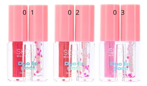 Brillo Labial Lip Gloss Skora Duo Twin 3 Tonos Aplicador