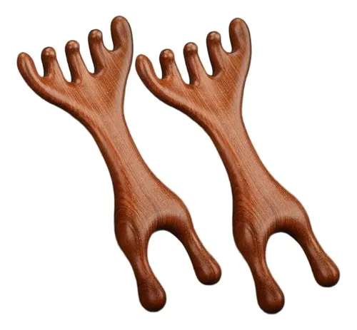 H 2pcs Masaje De Madera, Masajeador Cuero Cabelludo 5 Garras