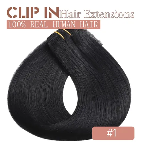 Extensiones Cabello Humano Clip In Lacio Negro 56cm 80g