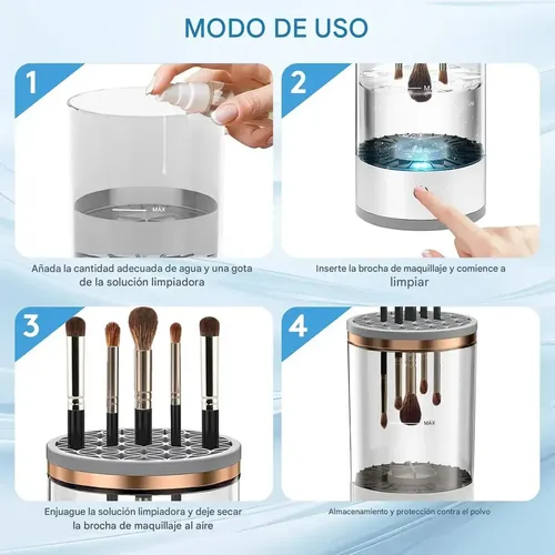Limpiador Brochas X2 Electrico Recipiente Maquillaje Usb Veoquiero