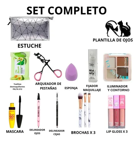 Kit Maquillaje Nude Mujer 12 Cosméticos Ideal Look Natural