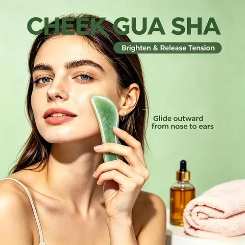 Herramienta Gua Sha Jade Verde Masaje Facial Y Muscular