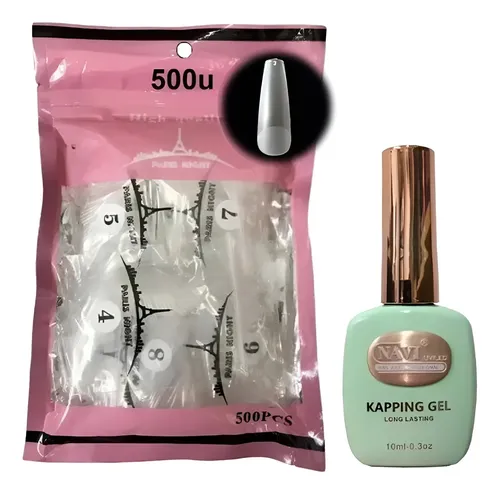 Kit Soft Gel 500 Tips Paris Night + Base Kapping 10ml