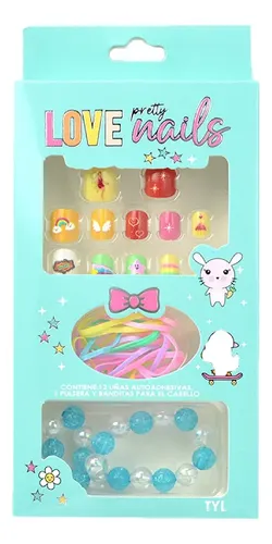 Set de Uñas Autoadhesivas Thelma & Louise Aqua con Accesorios para Niñas