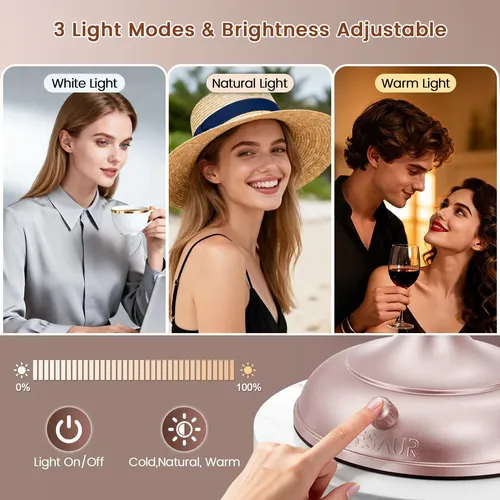Espejo De Maquillaje Con Luz Vesaur 8.5” 1x 10x Rose Gold