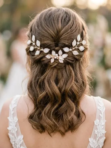 Trío De Tocados Artesanales Con Peineta Novias Quinceañeras
