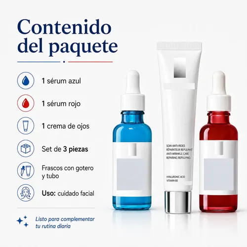 Kit Skincare Facial 2 Sérum Hidratante Renovador Crema Ojos