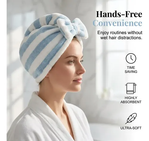 Turbante De Microfibra Para Cabello, Toalla Absorbente De