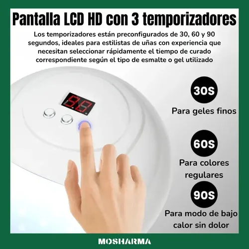 Cabina Uñas Uv 12 Led Mosharma Con Sensor Automático Pantalla Lcd Temporizador 30 60 90s Usb Secador Esmalte Gel Manos Pies Profesional