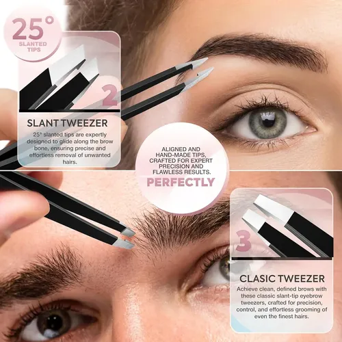 Pinza Negra Profesional Para Cejas Y Vello Facial