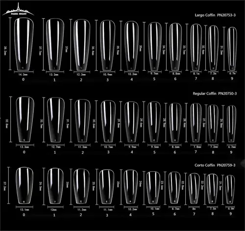 Tips Para Soft Gel Press On Paris Night 500 Set Corto