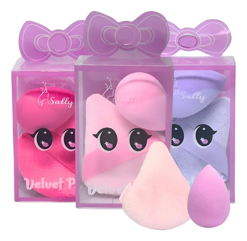 Set X2 Mini Esponjas Velvet Puff Sally Para Base Y Polvo