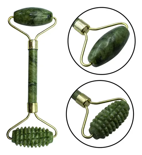 Kit 2 Rodillos Faciales De Jade + Tabla De Masaje