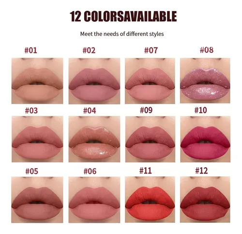 Set De 12 Lápices Labiales Líquidos Para Niñas Y Mujeres L