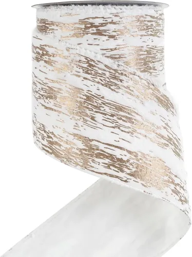 Cinta De Pelo Blanco De 4 Pulgadas Y Abedul Dorado, 10 Yarda