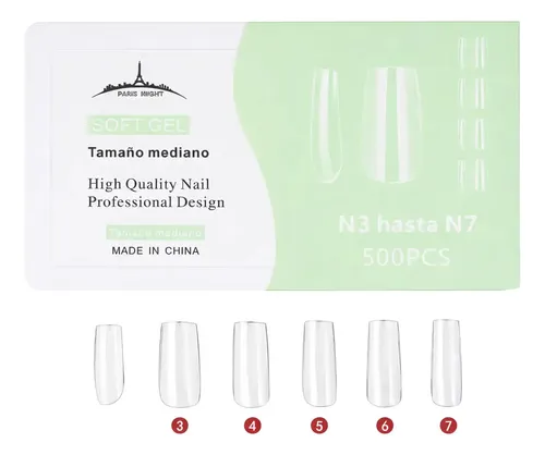 Tips Para Soft Gel Y Press On Nails Paris Night X500 Caja Color Transparente Forma Cuadrada