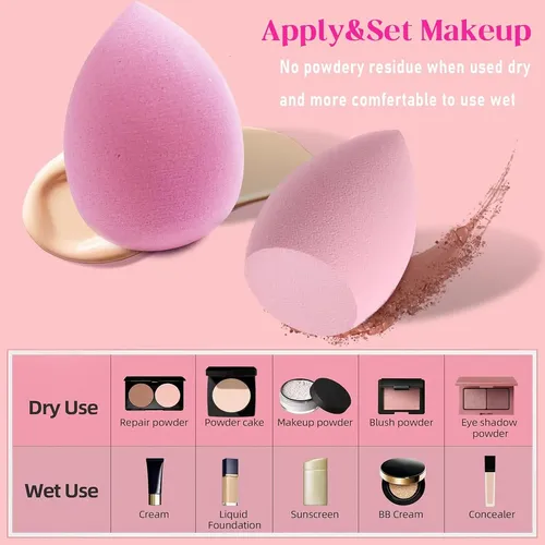 Kit 14 Esponjas De Maquillaje Para Polvo Rosa Mediana