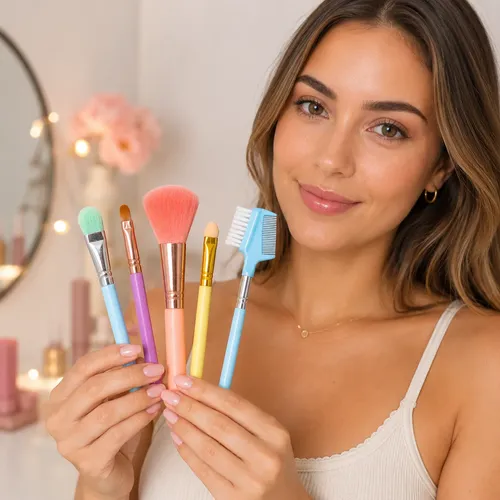 Set De 5 Brochas De Maquillaje Con Peine Para Cejas Make Up