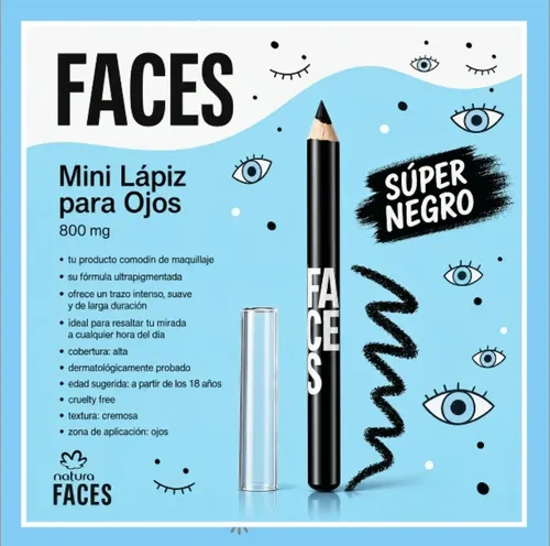 Natura Faces Mini Delineador Para Ojos Negro 3,5 Ml Mbp