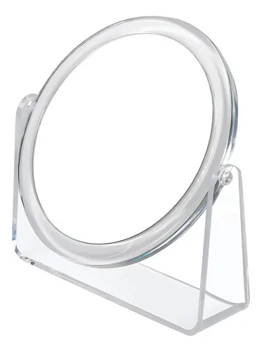 Espejo Doble 19cm Aumento X 2 Acrílico Con Pie Rotación 360* Transparente