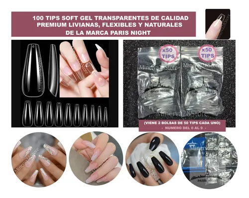 Kit 100 Tips Soft Gel/cabina Bombon/kapping Navi+pincel Lima