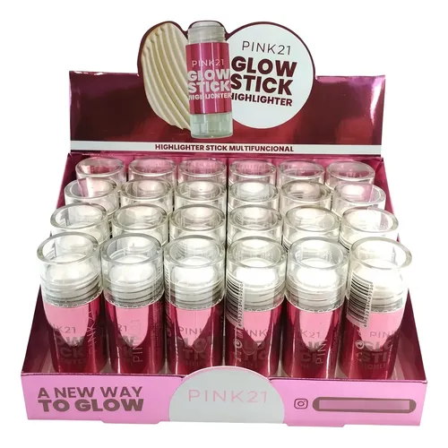 Caja X 24 Iluminador Highlighter Glow Stick Pink 21 En Barra