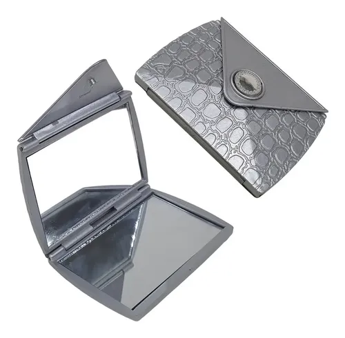 Espejo Vidrio Para Cartera Aumento X2 Y X1 Broche 8 X 6 Cm