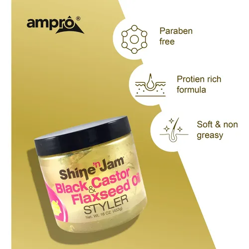 Gel Para El Cabello Ampro Shine-n-jam Con Aceite De Ricino Y