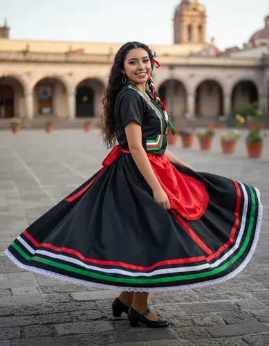 Pollera Rojo Tarantela Con Chaleco Y Cintas Pelo