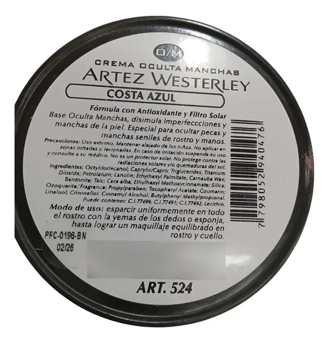 Crema Oculta Manchas Artez Westerley 16g Costa Azul