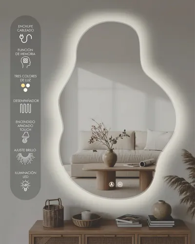 Espejo Nube Led Irregular 60×80 Luz Regulable Y Desempañador