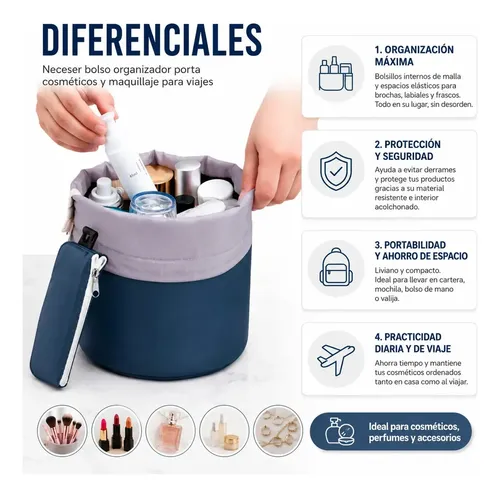 Bolso Organizador Cosméticos Baño Neceser+cartuchera Maquill