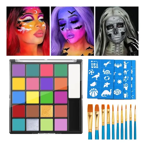 & Kit De Pintura Facial Al Óleo De 22 Colores Con 10 *