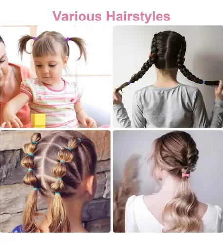 2000 Piezas Mini Ligas Para Cabello Y Pinzas Niñas Multicolor Sólido