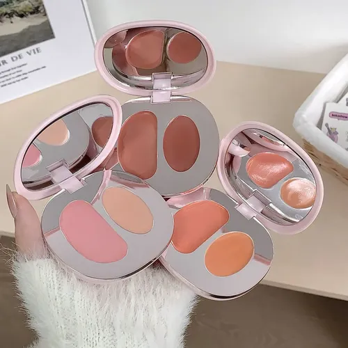 3 Piezas Rubor Crema Dos Colores Paleta Iluminador Contorno
