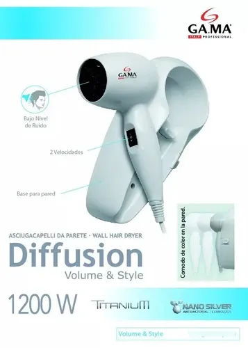 Secador De Pelo De Pared Gama Diffusion Ideal Baño Y Hotel