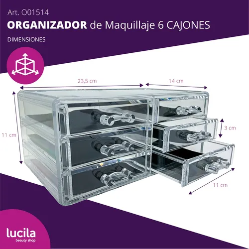 Organizador Acrílico Maquillaje Cajones Grandes/chicos Setx2