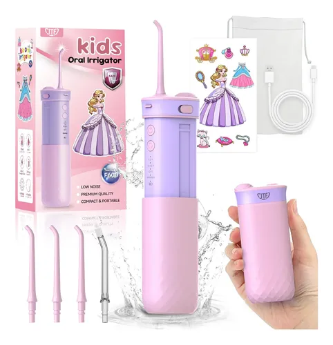 Hidropulsor Portátil Jtf Para Niños: 4 Modos Suaves, 6+ Años Pink+purple