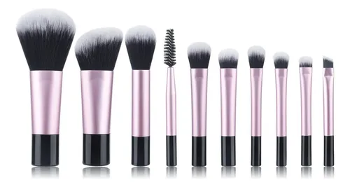 Juego De Brochas De Maquillaje Rancai Mini Con Mango Negro D