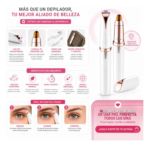 Depilador Facial Eléctrico Mujer Cejas Sin Dolor Usb