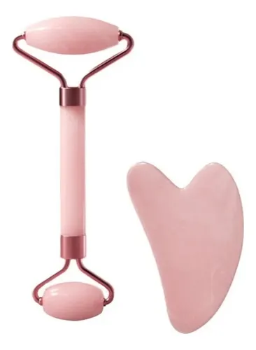 L Rodillo Facial Y Piedra Gua Sha De Cuarzo Rosa