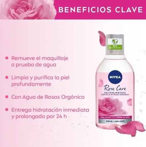 Nivea Rose Care Agua Micelar Bifásica X 400 Ml
